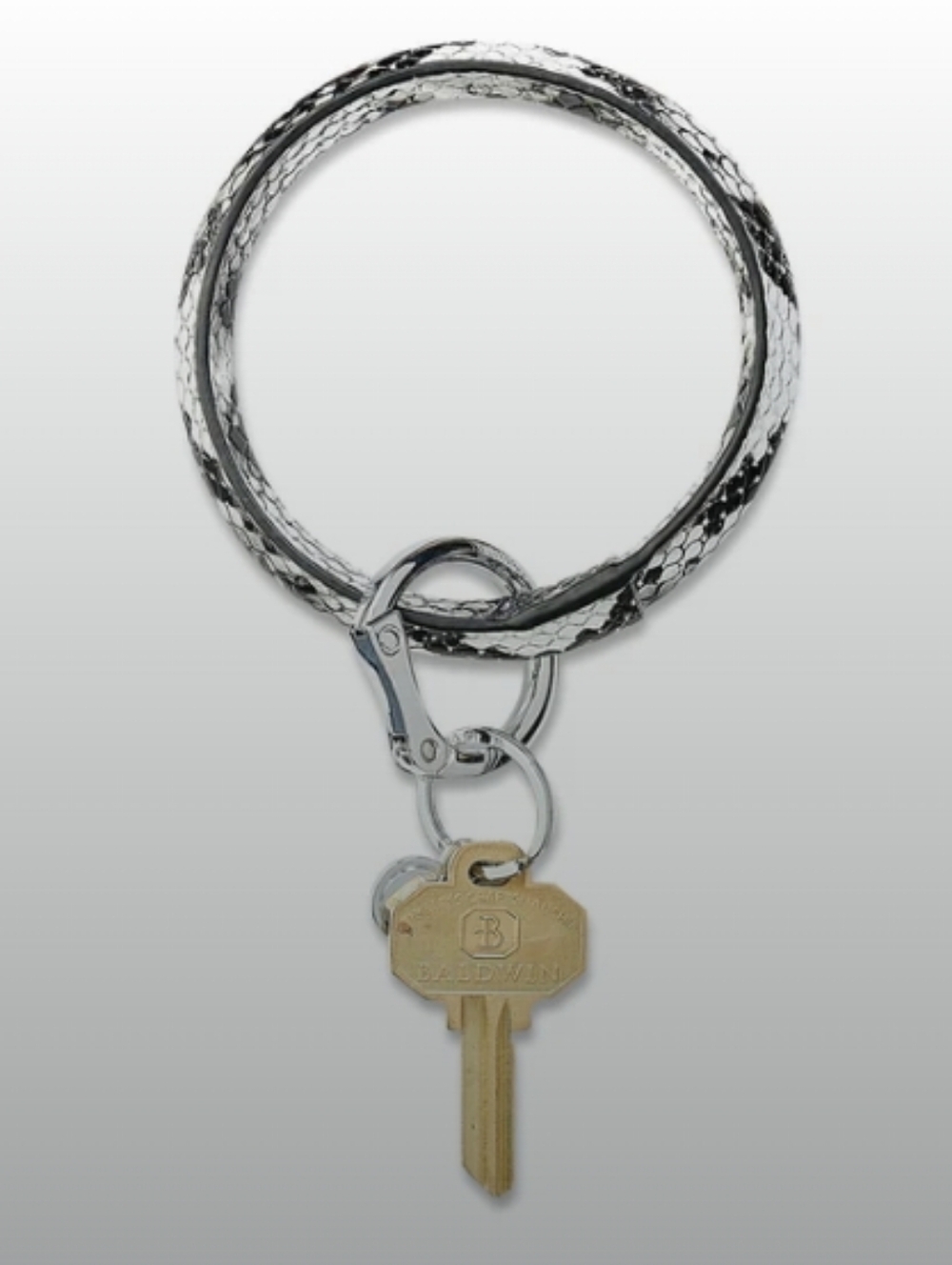 Big O Leather Key Ring (Tuxedo Snakeskin 🤍🖤) - Picture 2 of 4